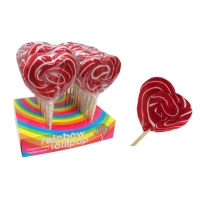 Lecca lecca a forma di cuore rosso e bianco da 100 g - 1 unità