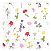 Tovaglioli con fiori di campagna 16,5 x 16,5 cm - 20 pezzi.