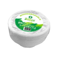 Sacchetti di canna da zucchero biodegradabili bianchi rotondi da 13,5 cm - 25 pz.