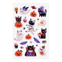 Adesivi Halloween gatti e fantasmi con volume - 1 foglio