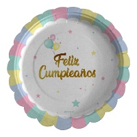 Piatti di Buon Compleanno Torta di 18 cm - 8 pezzi