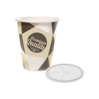 Tazza in cartone da 200 ml con coperchio piatto - 25 pz.