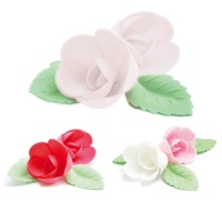 Cialde fiori rose colorate con foglie - Scrapcooking - 4 unità