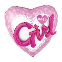 Palloncino a cuore rosa 3D Baby Girl 91 x 91 cm - Anagramma