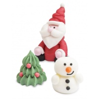 Decorazioni di zucchero Babbo Natale, albero e pupazzo di neve 3D - Scrapcooking - 3 unità
