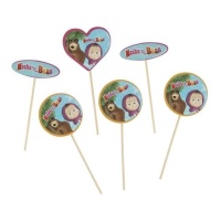 Placchette per cupcake Masha e l'Orso - 8 pz.