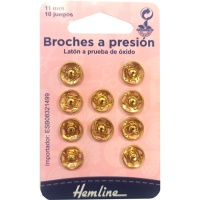 Bottoni a pressione placcati oro da 1,1 cm - Hemline - 10 paia