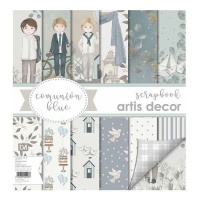 Kit per scrapbooking carte, blocco e fustelle in legno Communion Blue - Artis decor