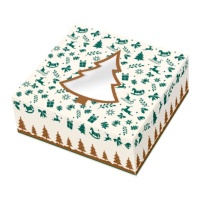 Scatola per roscón de Reyes di 28 x 28 x 7,5 cm con albero di Natale