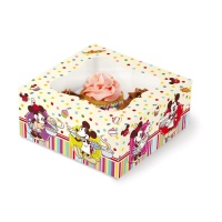 Scatola 4 cupcake Topolino e Minnie 15,5 x 15,5 x 7,5 cm - Sweetkolor