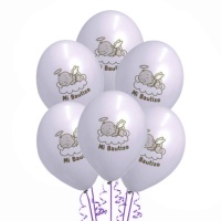 Palloncini in lattice Mi Bautizo bianco da 30 cm - Globos Payaso - 25 unità