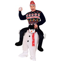 Costume da adulto a cavallo di un pupazzo di neve
