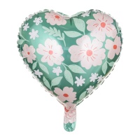 Palloncino cuore floreale 45 cm - Partydeco