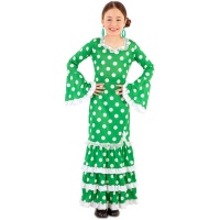 Costume da Sevillana verde con pois bianchi per bambina