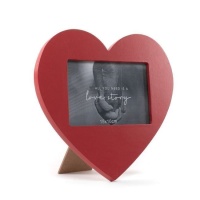 Portafoto in legno con cuore rosso 23,5 x 19,5 cm - 1 pz.