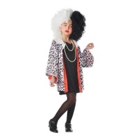 Costume dalmata malvagia con cappotto da bambina