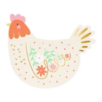 Tovaglioli decorati a forma di gallina 16 x 13 cm - 20 pezzi.