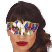 Maschera di arlecchino con brillantini