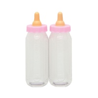 Bottiglia di plastica decorativa rosa 13 x 4 cm - 2 unità