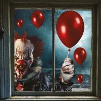 Decorazione per finestra Killer clown 30 x 40 cm - 2 foglie