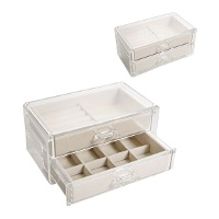 Portagioie trasparente su due livelli da 19 x 11,2 x 9 cm