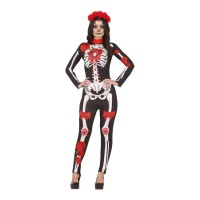 Costume Catrina rosso e nero da donna