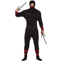 Costume da ninja nero e rosso per uomo