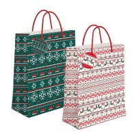 Borsa regalo 23 x 18 x 10 cm bianca Natale - 1 unità
