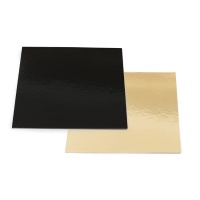 Sottotorta quadrata oro e nero da 40 x 40 x 0,3 cm - Decora