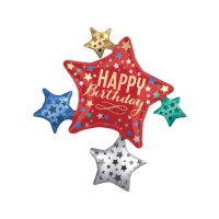 Palloncino stelle Happy Birthday 81 x 88 cm - Anagram