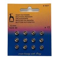 Bottoni a pressione di 0,6 cm nichelati - Pony - 12 coppie