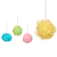 Spugna da bagno a pompon in colori vivaci - 1 pz.