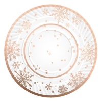 Vassoio rotondo in cartone Rose Gold Snow 30 cm - 1 pz.