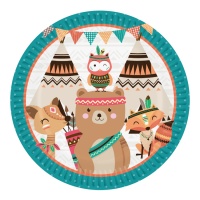 Piatti Teepee con animali 23 cm - 8 pz.