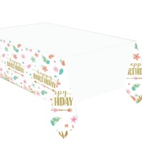 Tovaglia floreale Happy Birthday 1,20 x 1,80 m