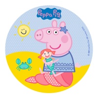 Cialda di zucchero Peppa Pig in spiaggia da 16 cm