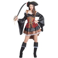 Costume da corsaro pirata nero con maniche larghe per donna
