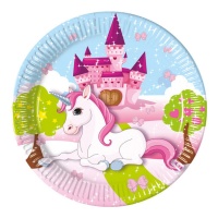 Piatti Unicorno e castello 23 cm - 8 pz.