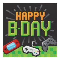 Tovaglioli Happy B-Day Video Game 16,5 x 16,5 cm - 16 pezzi.