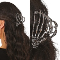 Molletta per capelli a forma di mano di scheletro di 8,5 cm
