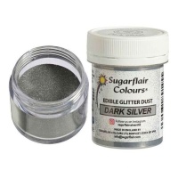 Polvere di glitter commestibili grigio scuro 10 gr - Sugarflair