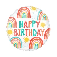 Palloncino Happy Birthday Nuvole Arcobaleno Vintage da 43 cm - Anagram