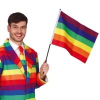 Bandiera Gay Pride con astina da 35 x 45 cm