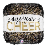 Palloncino New Year Cheer nero e oro 46 cm - Grabo