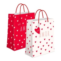 Sacchetto regalo Love rosso e bianco 32 x 26 x 10 cm - 1 pz.