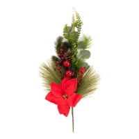 Ramo decorativo con vischio, pigne e fiori di Natale