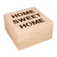Scatola in legno Home sweet home 17 x 17 x 8 cm - 4 scomparti