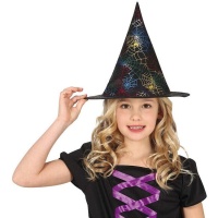 Cappello da strega a ragnatela colorata per bambini