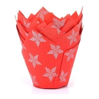 Capsule per muffin con tulipani di carta a forma di stella di Natale - House of Marie - 50 pz.