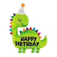 Palloncino Dinosauro con berretto Happy Birthday 71 x 92 cm - Grabo